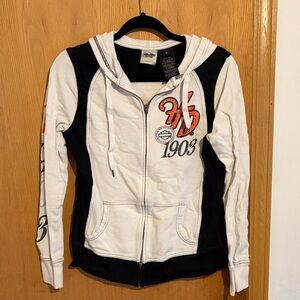Harley-Davidson Black and White Zip-Up Hoodie